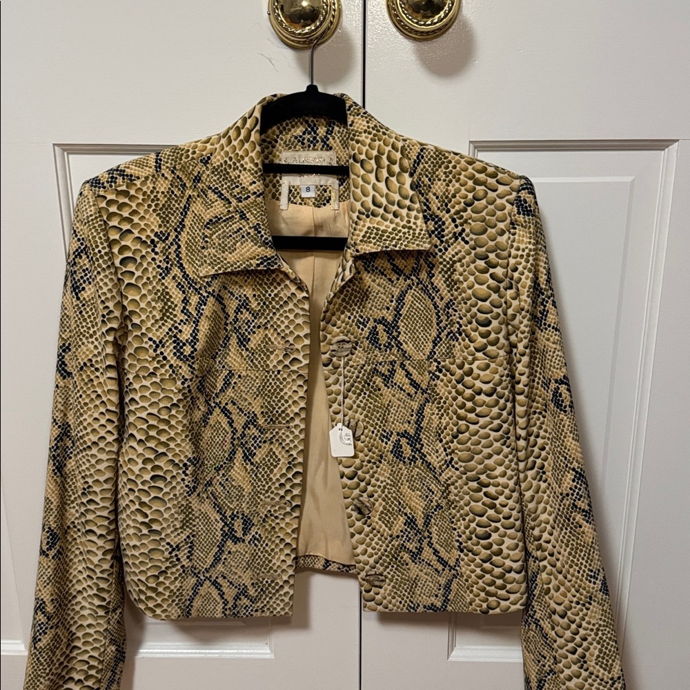 Alberto Makali Sport Snakeskin Python Print Blazer Jacket Women's Size 8 NWT